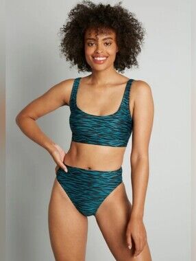 ☀️SUMMER SALE!! NWT Modcloth Teal Blue Green Zebra striped bikini bottom
